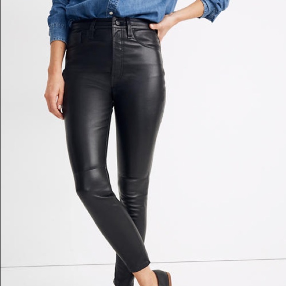 NWT Madewell 11" High-Rise Real Leather Pants 29